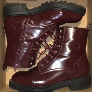 Burgundy combat boots